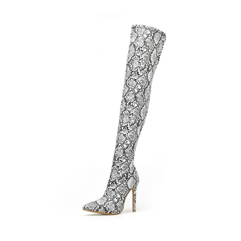 Super High Serpentine Boots White single view