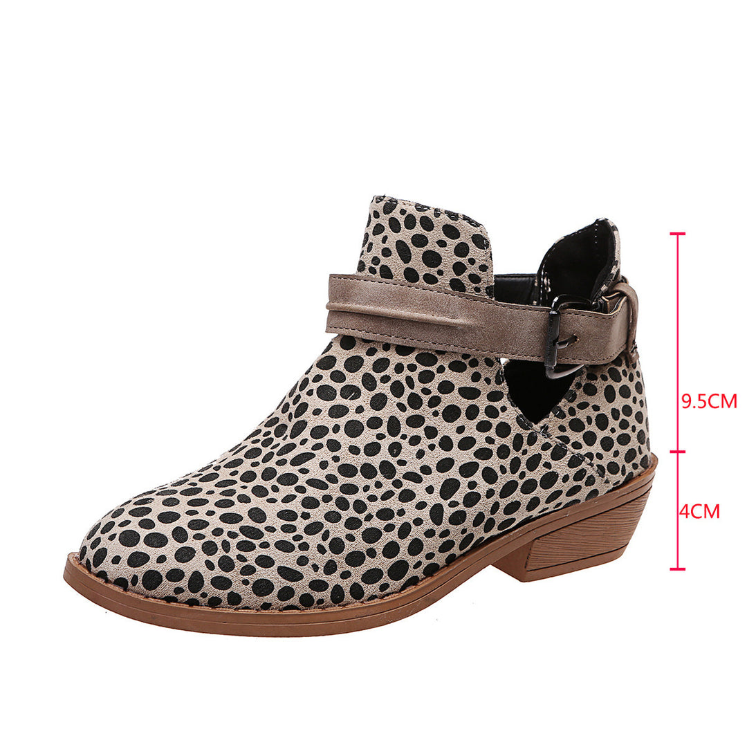 Beautiful Leopard Print V Cut Ankle Boots side view