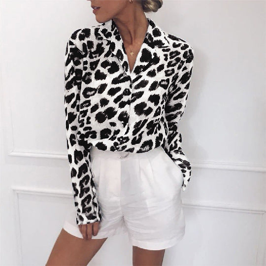 Sexy Leopard Print Style Shirt White