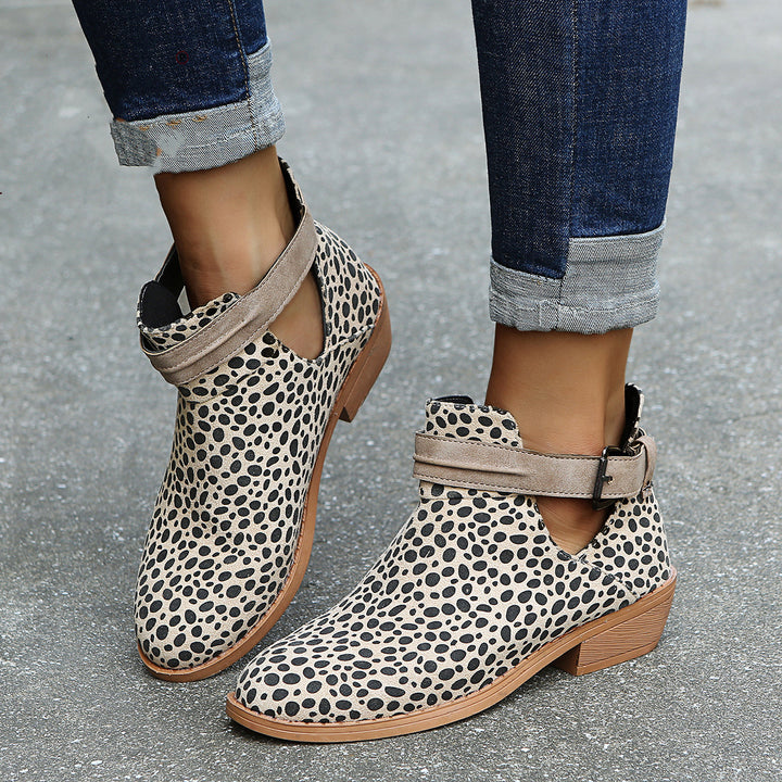 Beautiful Leopard Print V Cut Ankle Boots