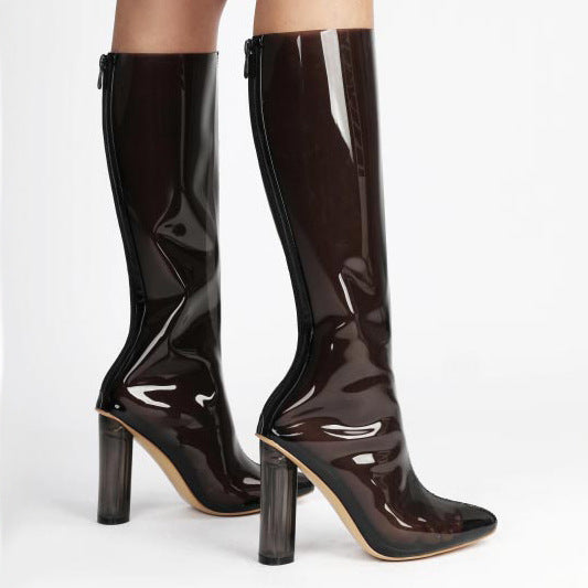 Sizzling Solid Heel Boots Black side view