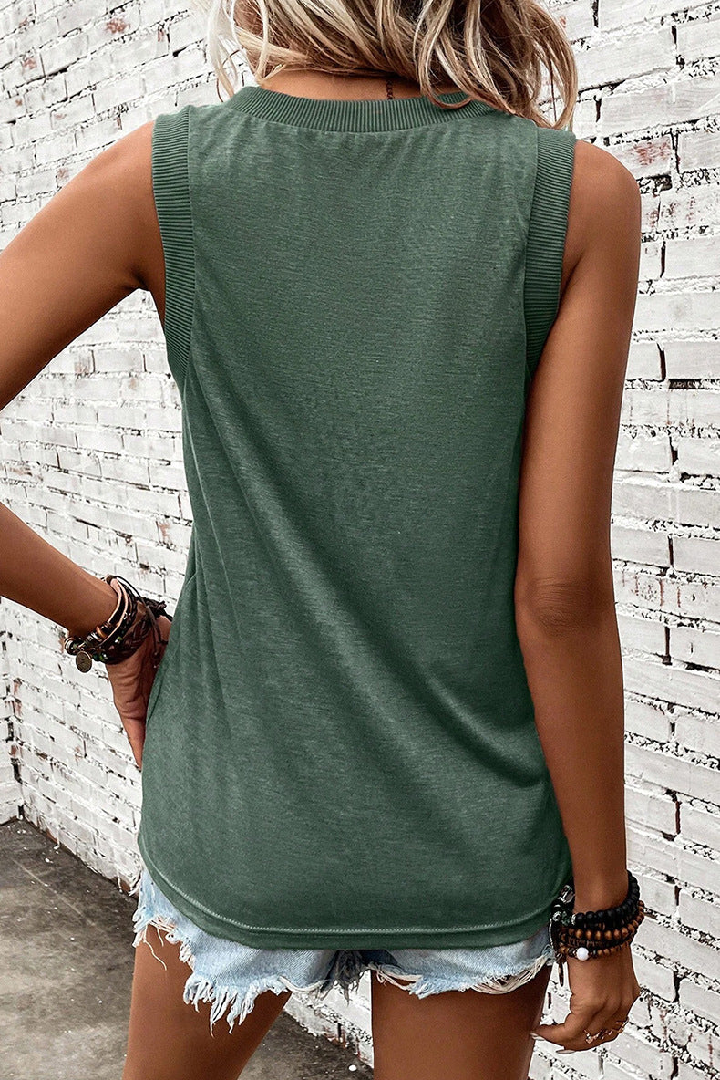 Cool Look Lady Sleeveless Vest Green rear view