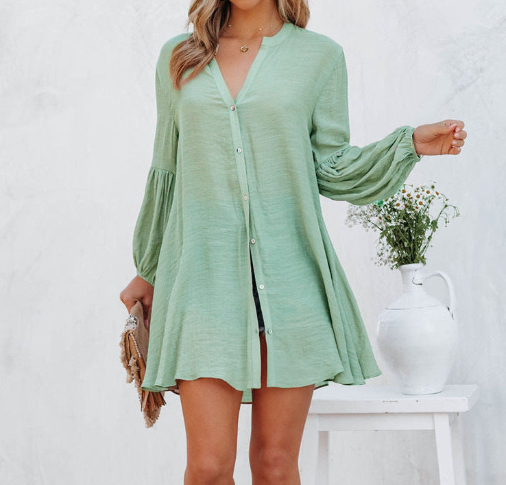 Elegant Blouse Dress Light Green