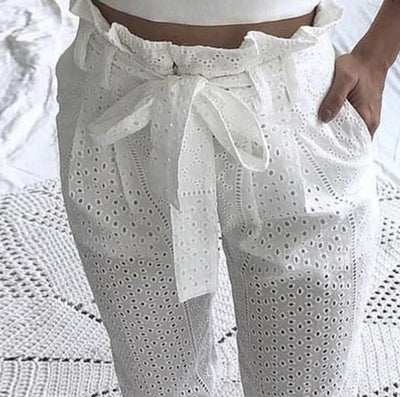 Beautiful White Cut Out Lace Trousers