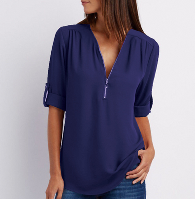 Super Stylish V-neck Shirt Navy Blue