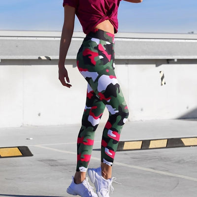 Sexy Camouflage Yoga Pants Red right side view