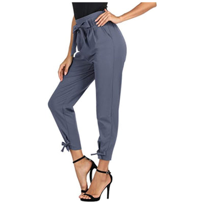 Hip Lace Up Loose Fitting Trousers Grey