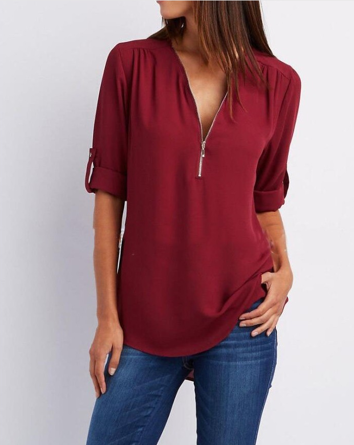 Super Stylish V-neck Shirt Claret