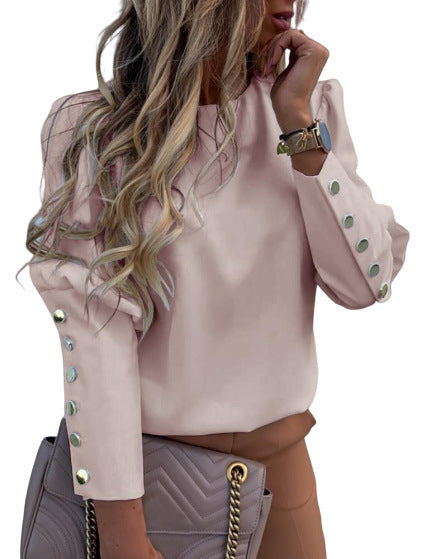 Elegant Button Blouse Shirt Pink