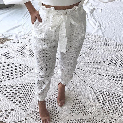 Beautiful White Cut Out Lace Trousers