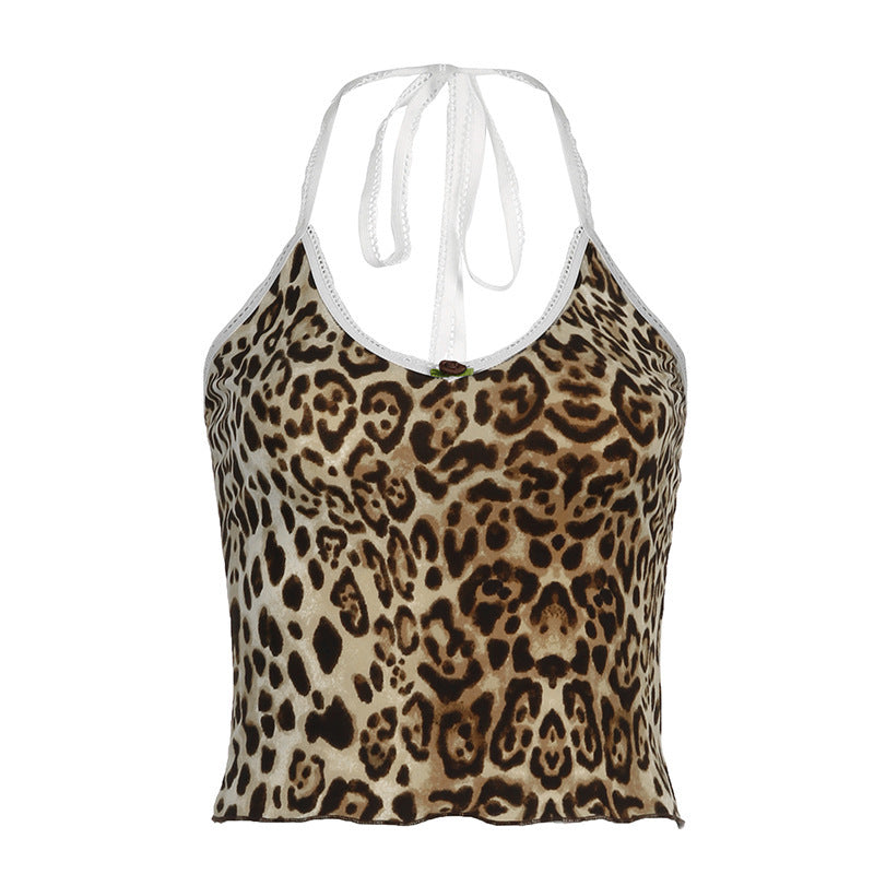 Hot Girl Leopard Print Lace-up Camisole product view