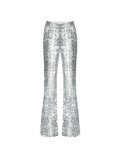 Gorgeous Chic Low Rise Snake Print Slim Fit Flared Pants front