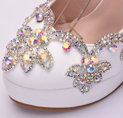 Glittering Rhinestone High Heel Shoes Coloured Diamond close view