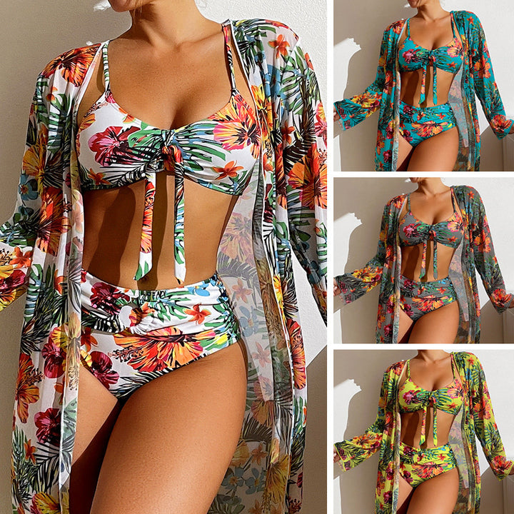 Long Sleeved Sexy Three Piece Swimwear Suit range view