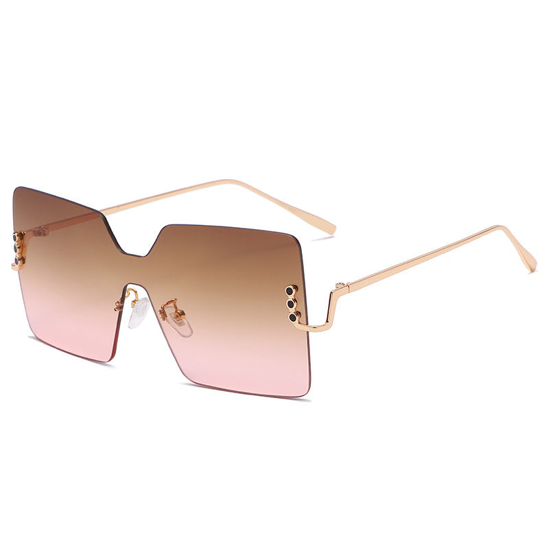 Exquisite Frameless Trim Sunglasses Tea Pink