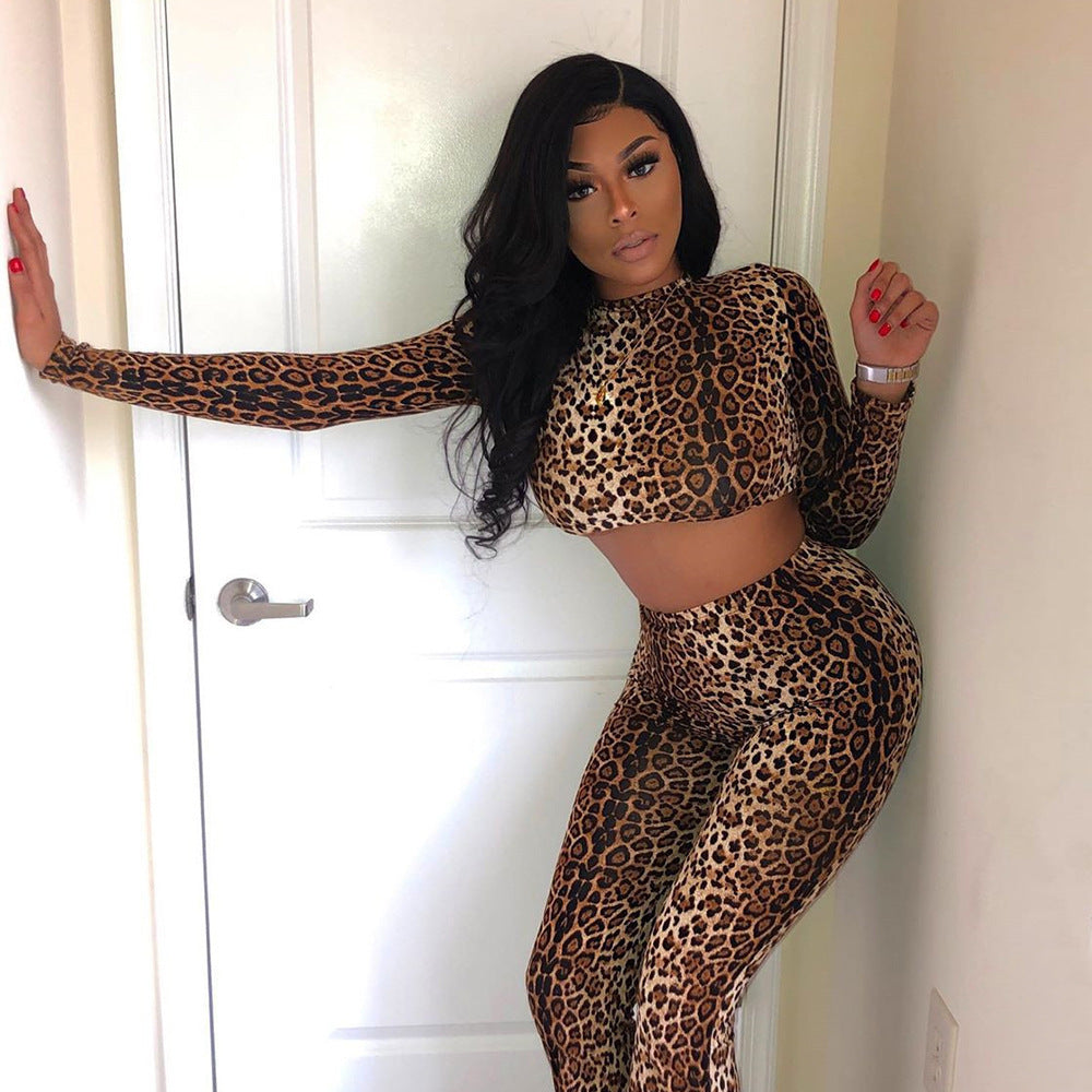 Ravishing Two Piece Leopard Print Suit front side view