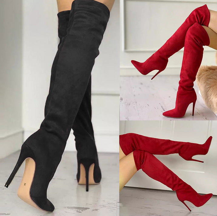 Velvet Stretch Stiletto Boots range view