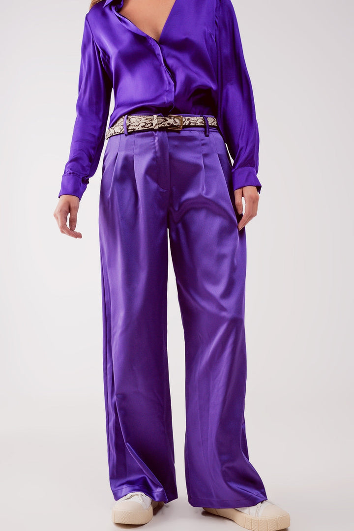 Palazzo Purple Pleated Pants