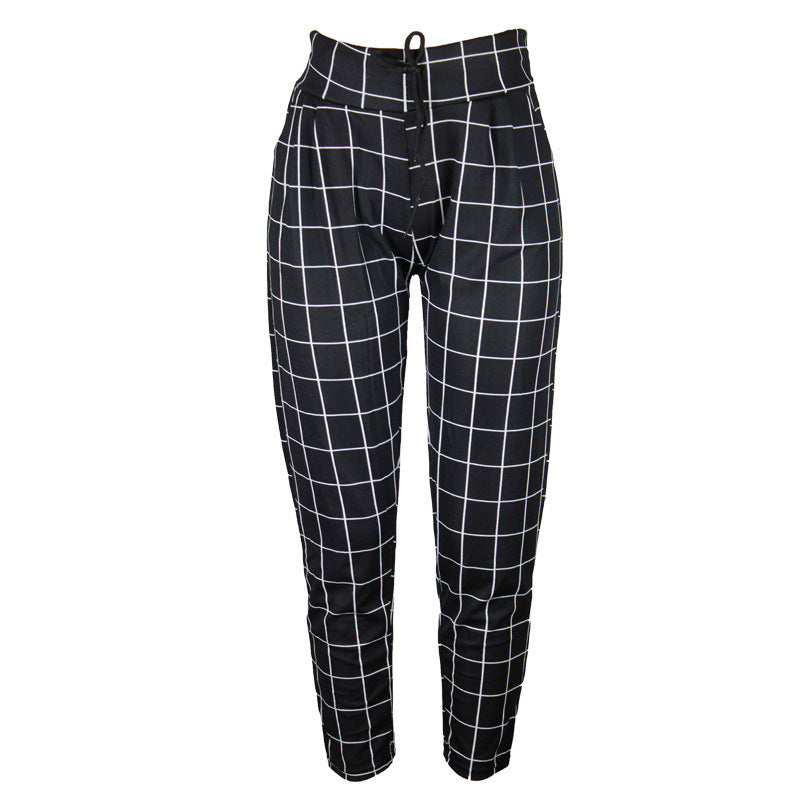 Sleek Stylish Wild Plaid Pants front view