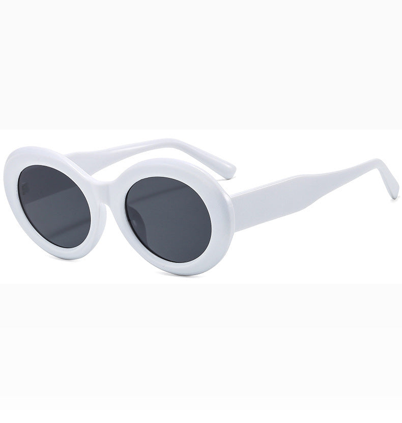 Iconic 50's Look Oval Sunglasses Solid White