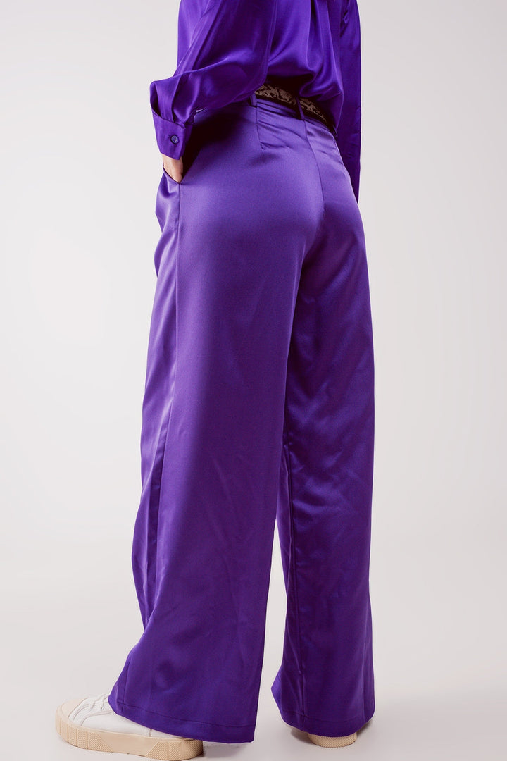 Palazzo Purple Pleated Pants