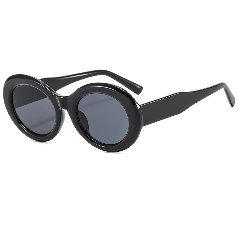 Iconic 50's Look Oval Sunglasses Bright Black 