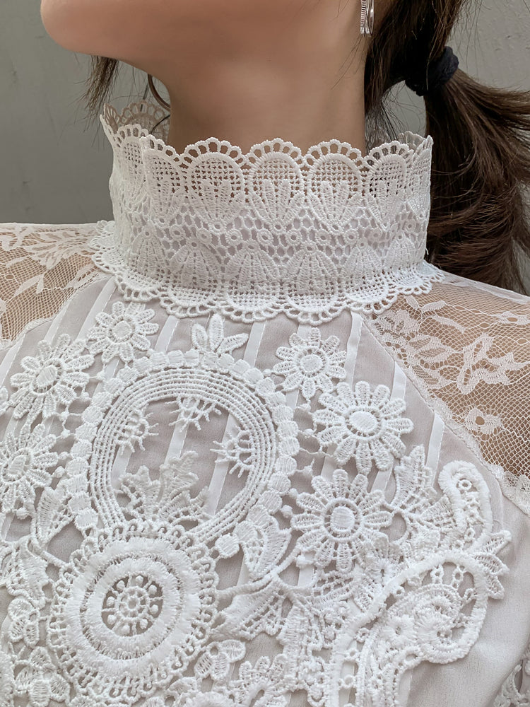 Enchanting Hallowed Out Lace Blouse