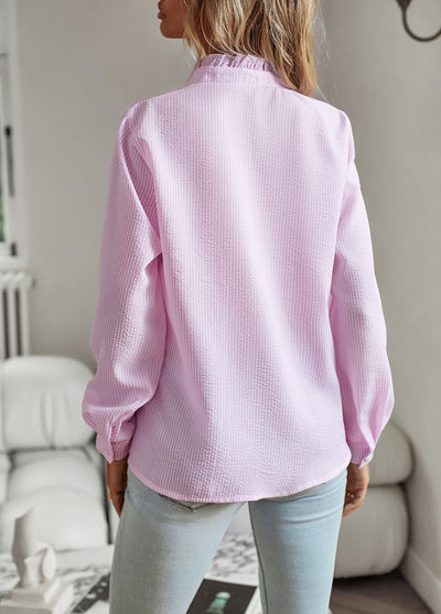 Captivating Ruffle Shirt Pink rear view