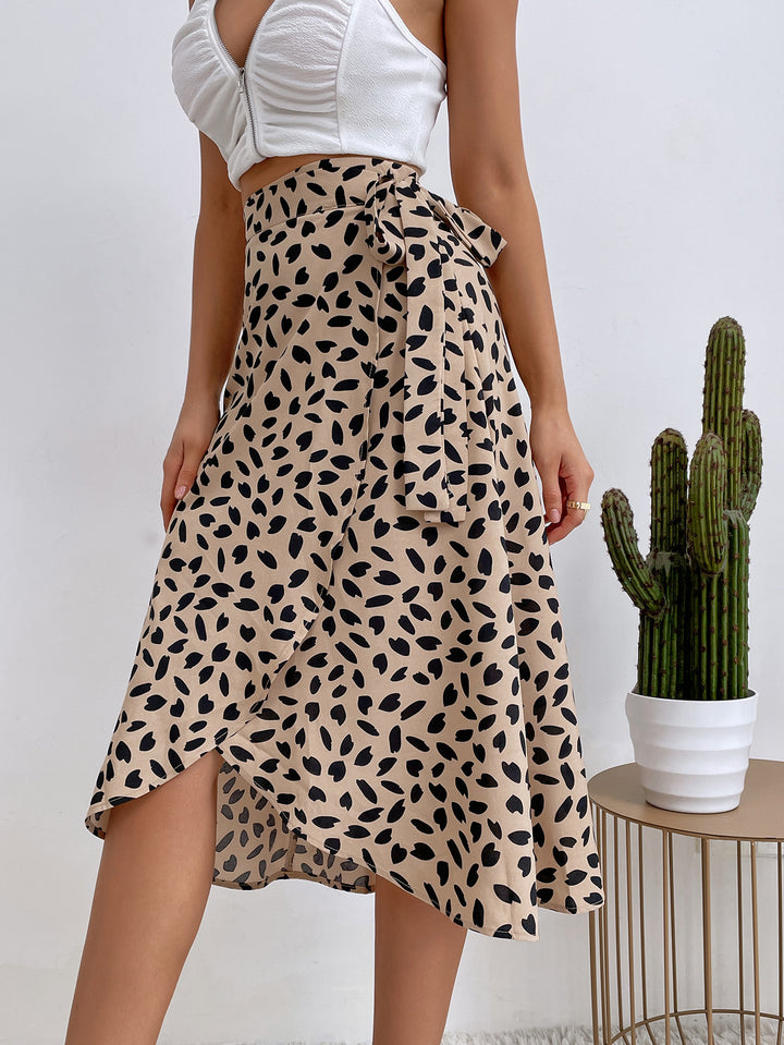 Beautiful Polka Dot Dress Khaki front view