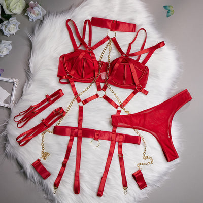 4 Piece Chain Set Lingerie Suit