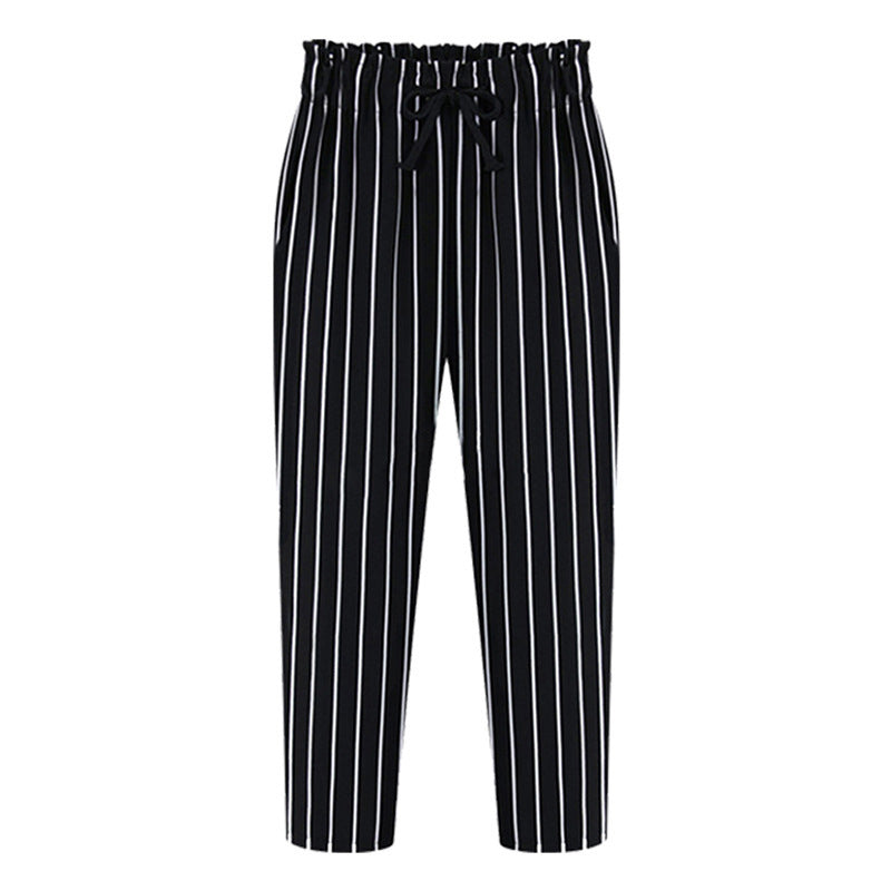 Chic Cropped Chiffon Trousers Stripes