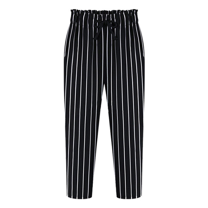 Chic Cropped Chiffon Trousers Stripes