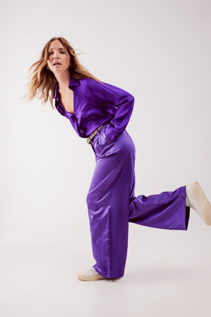 Palazzo Purple Pleated Pants