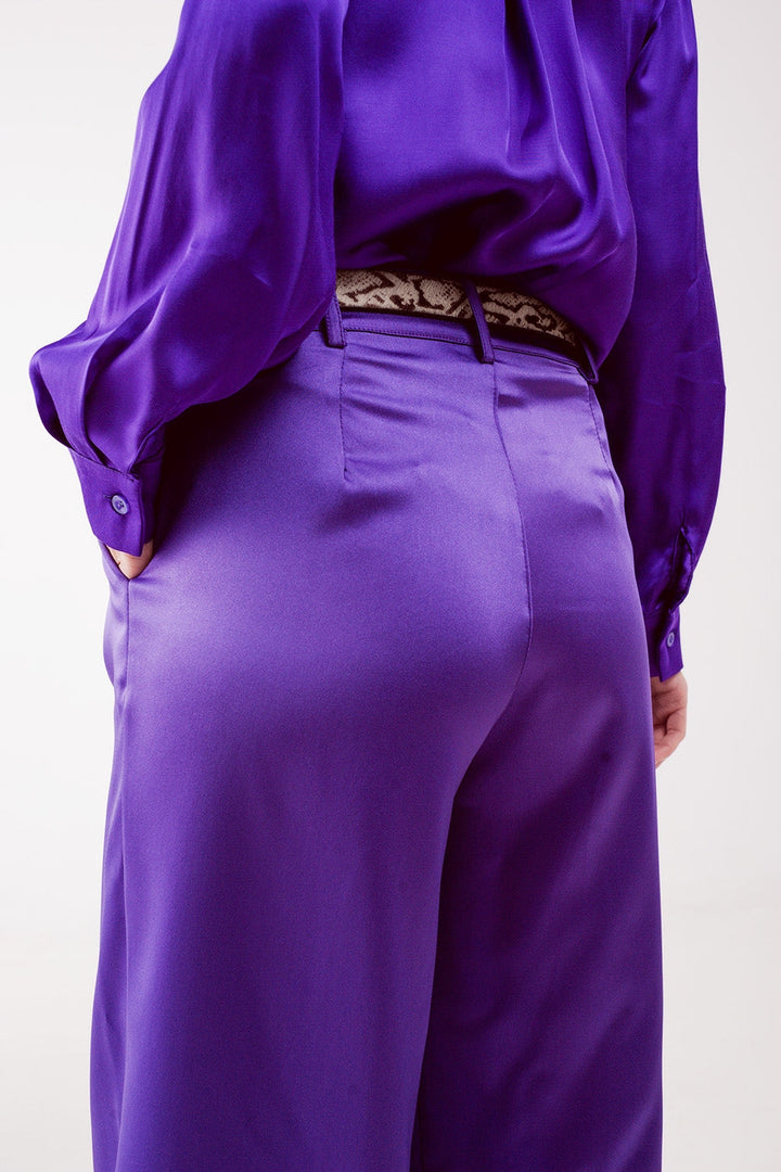 Palazzo Purple Pleated Pants