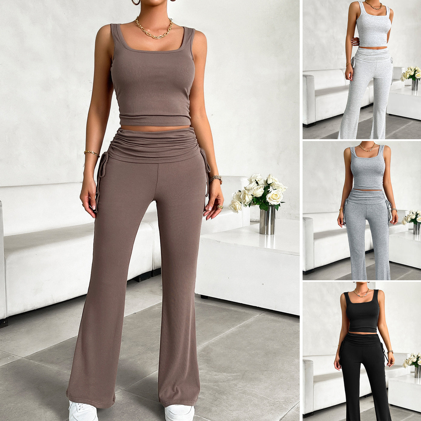 Casual Sleeveless Vest & Pants Suit range view