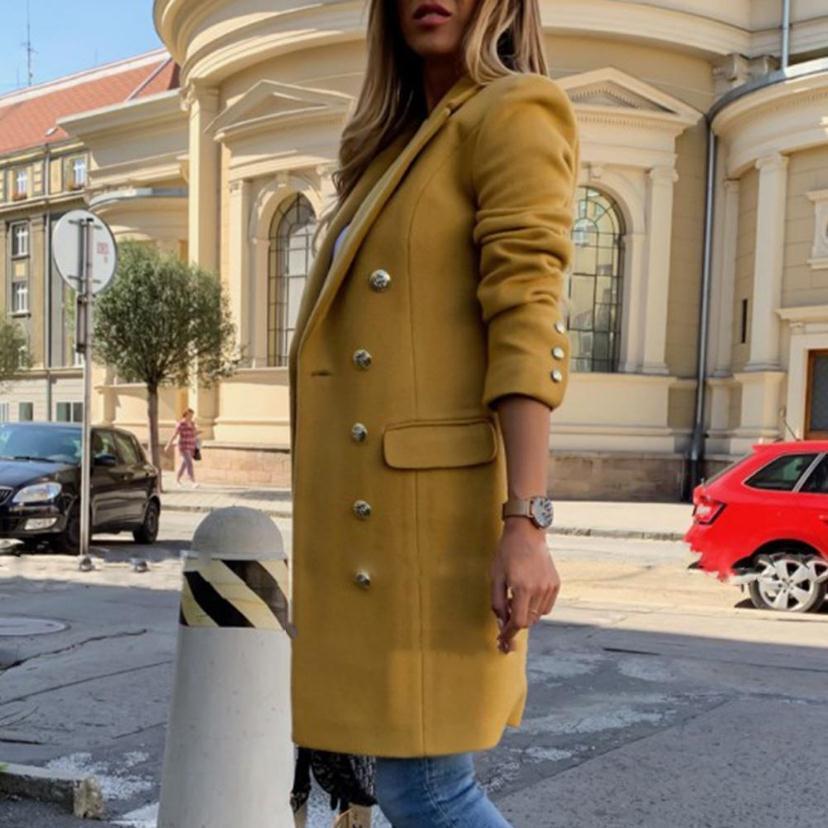 Classic Double Breasted Trench Coat Yellow side view