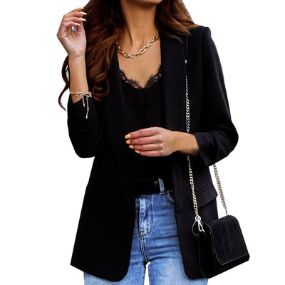 Classy Blazer Jacket Black front view