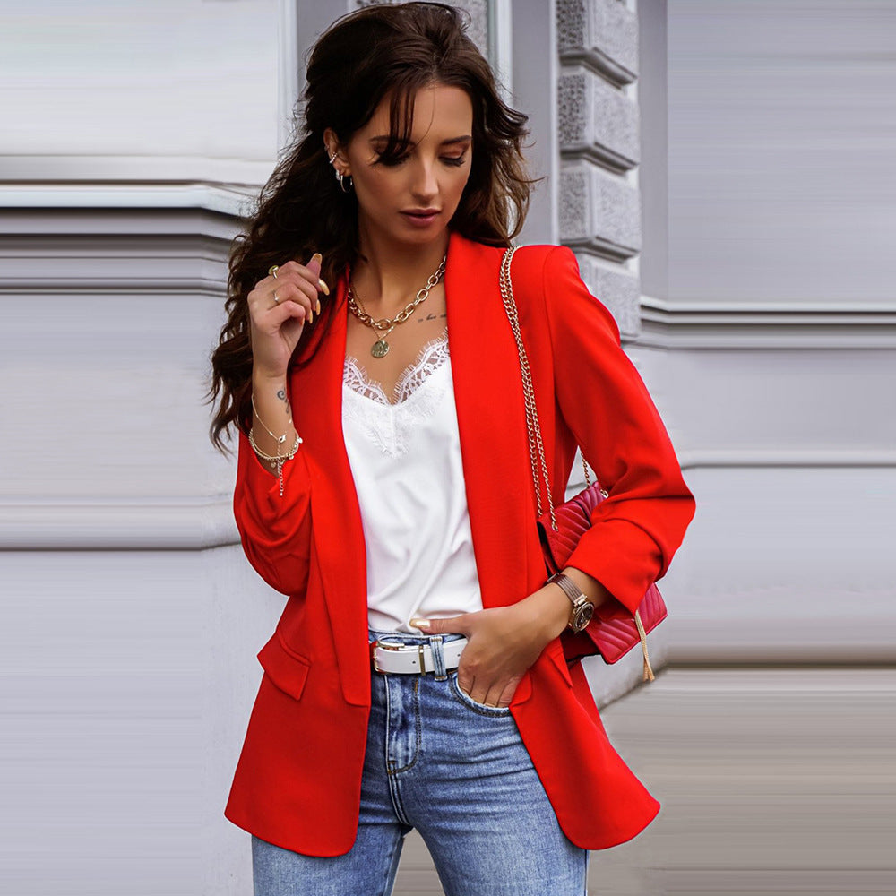 Classy Blazer Jacket Red front view