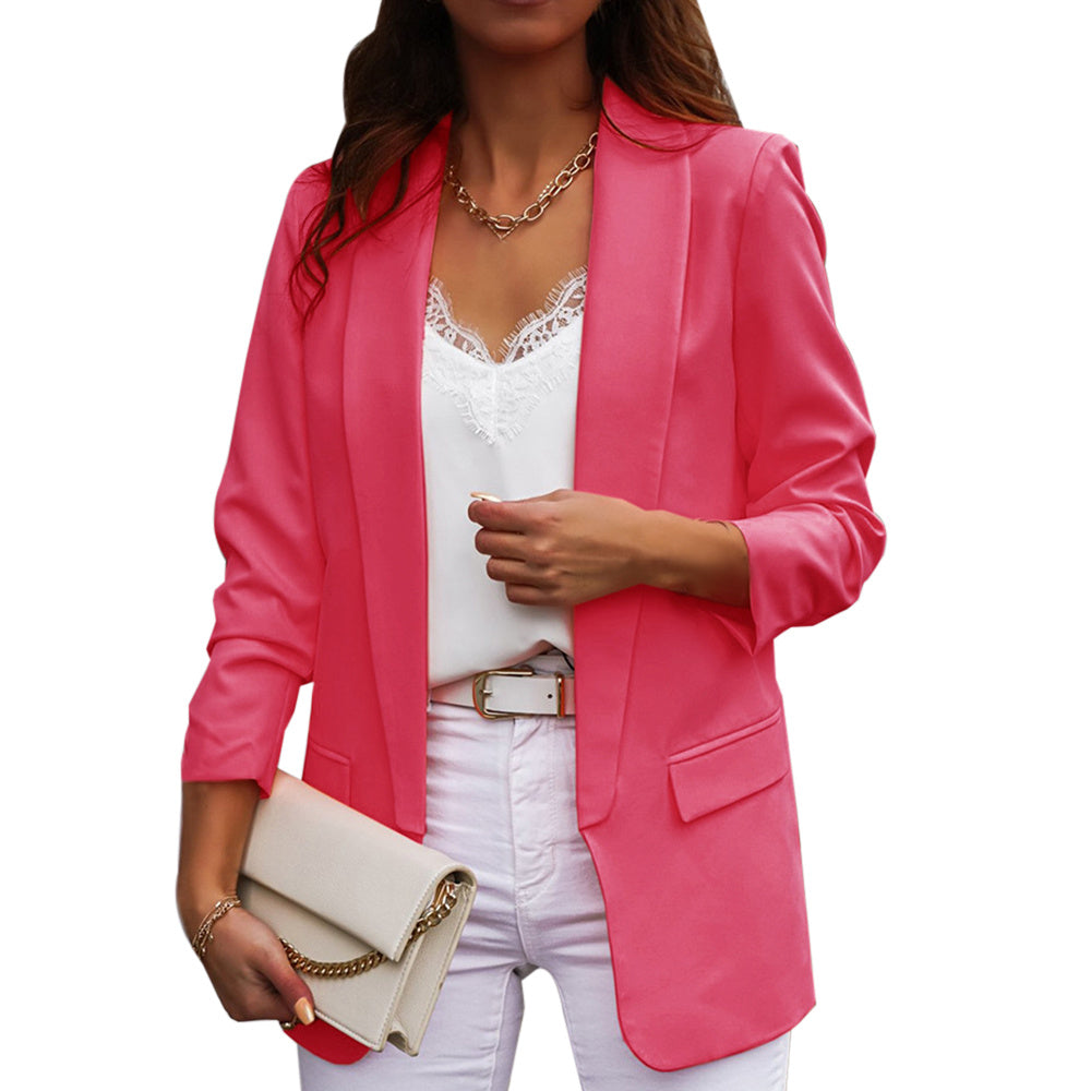 Classy Blazer Jacket Rose Red front view