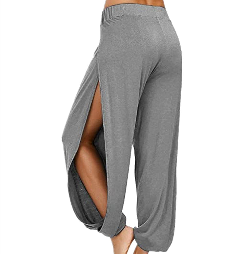 Enchanting Harem Pants Light Grey, Side Leg Splits, side view