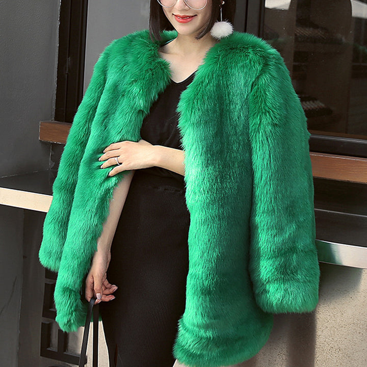 Exciting & Fun Fur Coat Green front view