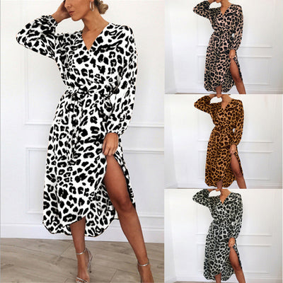 Exquisite Leopard Print Tie Up Dress range view