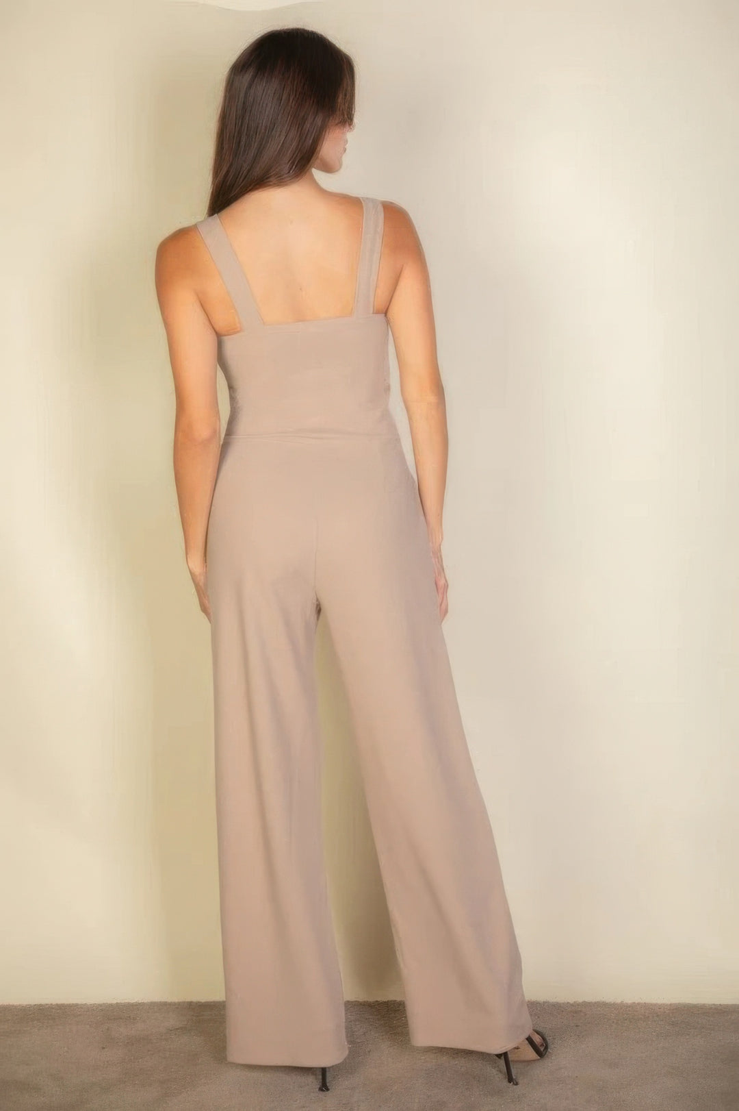 Khaki Notched Neck Cami Jumpsuit rear view