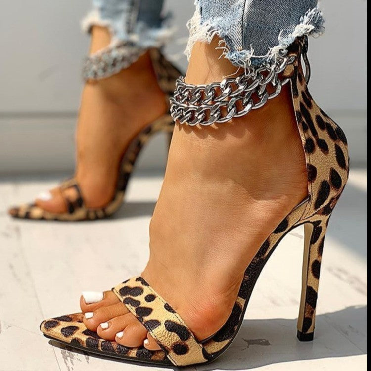 New Leopard Print High Heel Shoes front side view