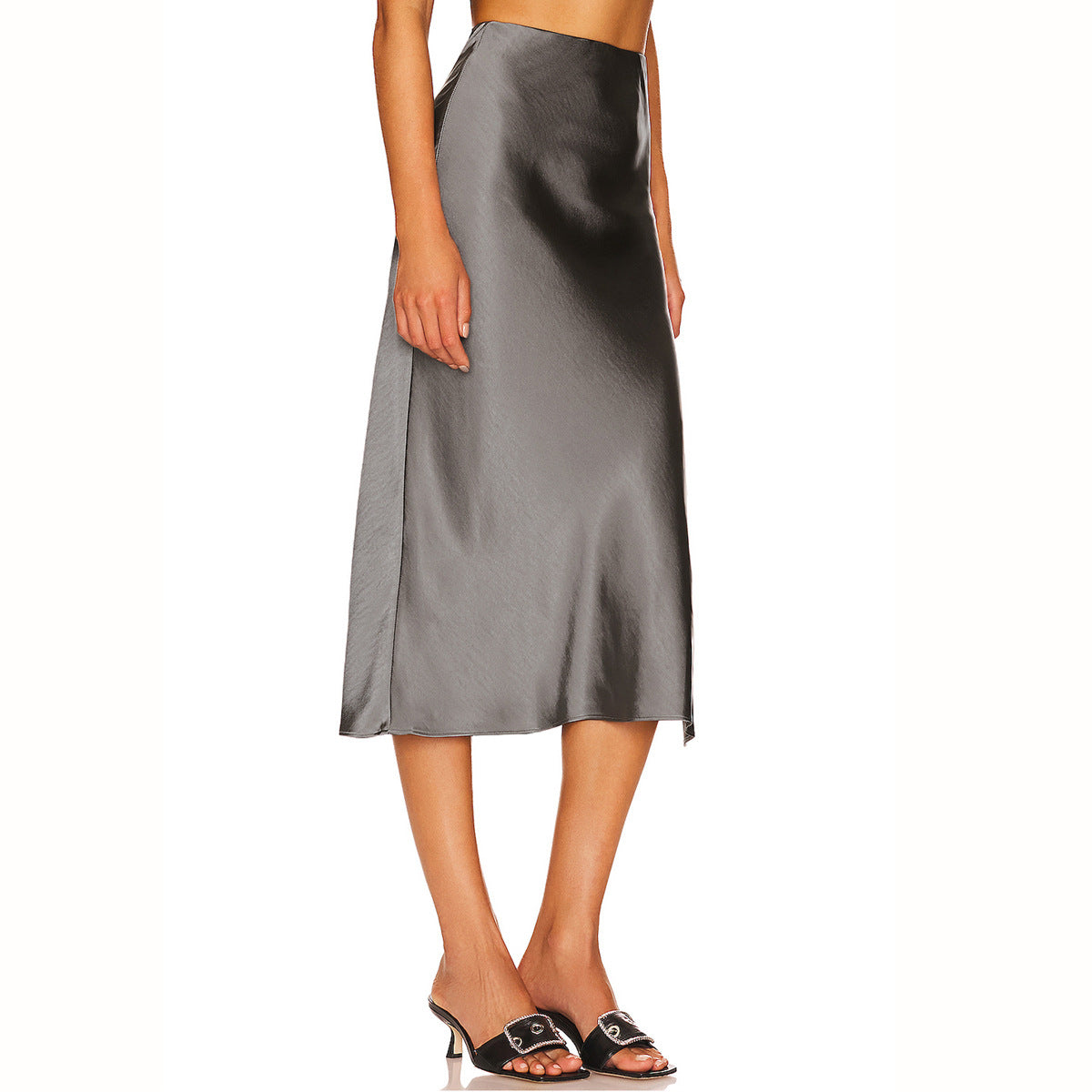 Fabulous Modern Chic Slit Skirt Grey front side view