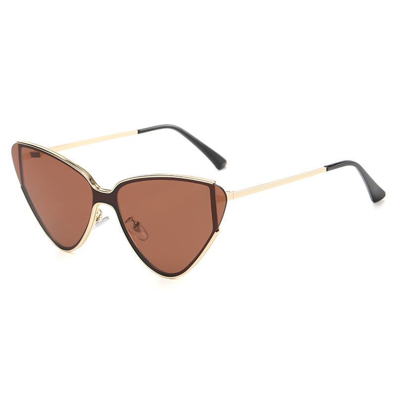 Stunning Cat's Eye Retro Sunglasses Gold Tea side view