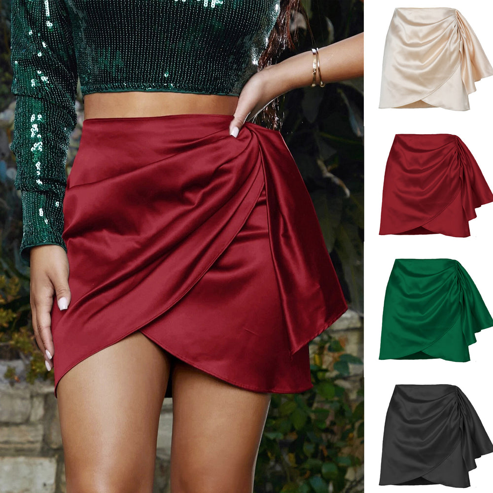 Beautiful Short Pleated Skirt Red Wine front side view