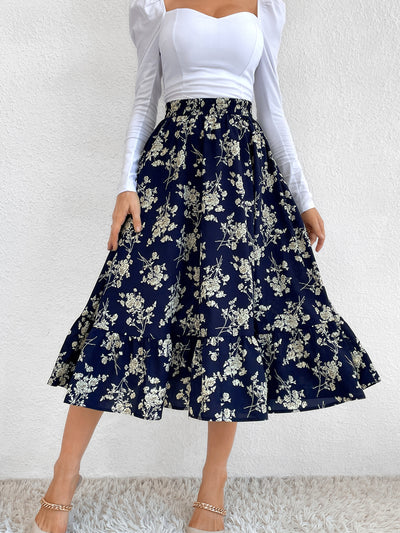 Stunning Casual Leopard Print Skirt Dark Blue