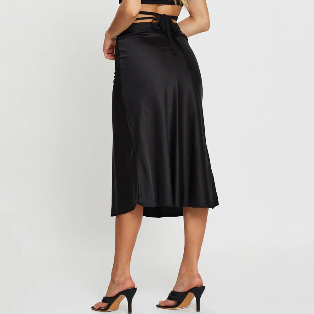 Super Chic Lace Up Skirt Black rear view