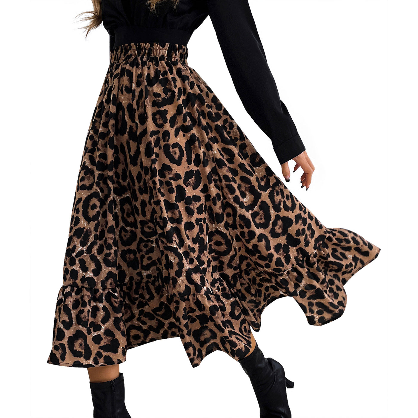 Stunning Casual Leopard Print Skirt Leopard side view